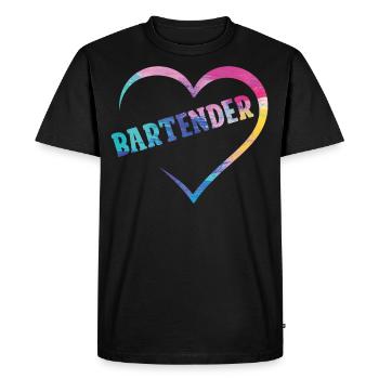 Barman Mixologue Coeur - T-shirt Premium bio Homme - noir - Devant - Nico (187cm)