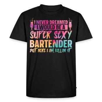 Bartender Mixologist I Never - Men's Premium Organic T-Shirt - black - Front - Nico (187cm)