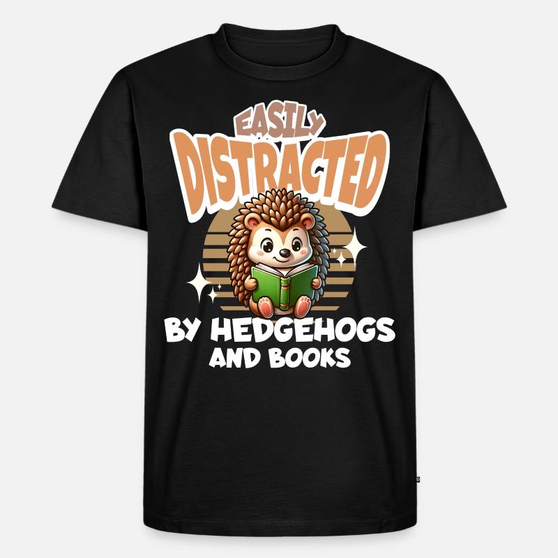 Igel Lesen Bücher Buch - Männer Premium Bio T-Shirt - Schwarz