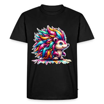 Hedgehog Colorful - Men's Premium Organic T-Shirt - black - Front - Nico (187cm)