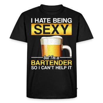 Barman Mixologue Je déteste être - T-shirt Premium bio Homme - noir - Devant - Nico (187cm)