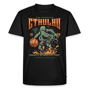 Basket-ball Cthulhu Cult Lovecraft Necronomicon - T-shirt Premium bio Homme - noir - Devant - Nico (187cm)