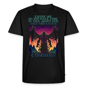 Seigneur et Rédempteur Cthulhu Cult Lovecraft Necronomicon - T-shirt Premium bio Homme - noir - Devant - Nico (187cm)