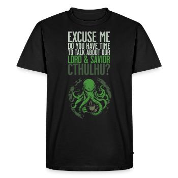 Seigneur et Sauveur Cthulhu Cult Lovecraft Necronomicon - T-shirt Premium bio Homme - noir - Devant - Nico (187cm)