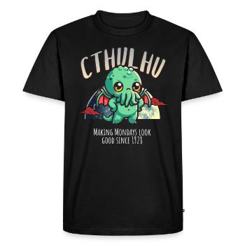 Lundi 1928 - Cthulhu culte Lovecraft Necronomicon - T-shirt Premium bio Homme - noir - Devant - Nico (187cm)