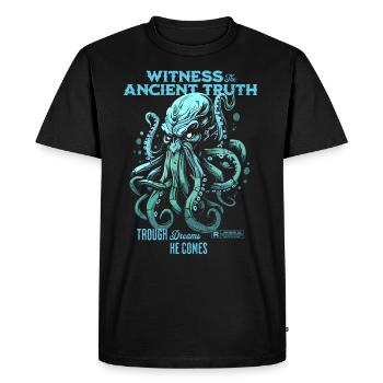 Vérité ancienne Cthulhu Culte Lovecraft Necronomicon - T-shirt Premium bio Homme - noir - Devant - Nico (187cm)