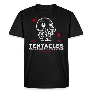 Tantacle mignon Cthulhu Culte Lovecraft Necronomicon - T-shirt Premium bio Homme - noir - Devant - Nico (187cm)