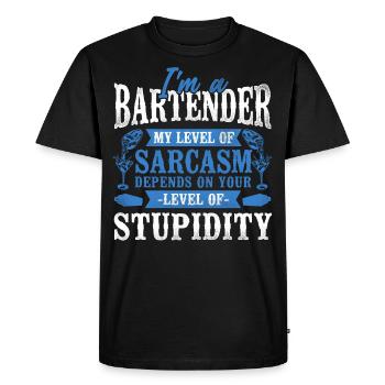 Barman Mixologue Je suis A - T-shirt Premium bio Homme - noir - Devant - Nico (187cm)