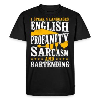 Bartender Mixologist I Speak 4 - Men's Premium Organic T-Shirt - black - Front - Nico (187cm)