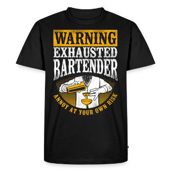 Barman Mixologue Avertissement - T-shirt Premium bio Homme - noir - Devant - Nico (187cm)
