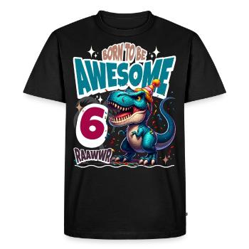 T Rex Dinosaure 6ème Anniversaire Enfants Anniversaire - T-shirt Premium bio Homme - noir - Devant - Nico (187cm)