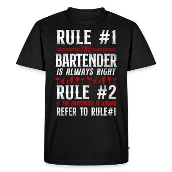 Barman Mixologue Règlement du bar - T-shirt Premium bio Homme - noir - Devant - Nico (187cm)