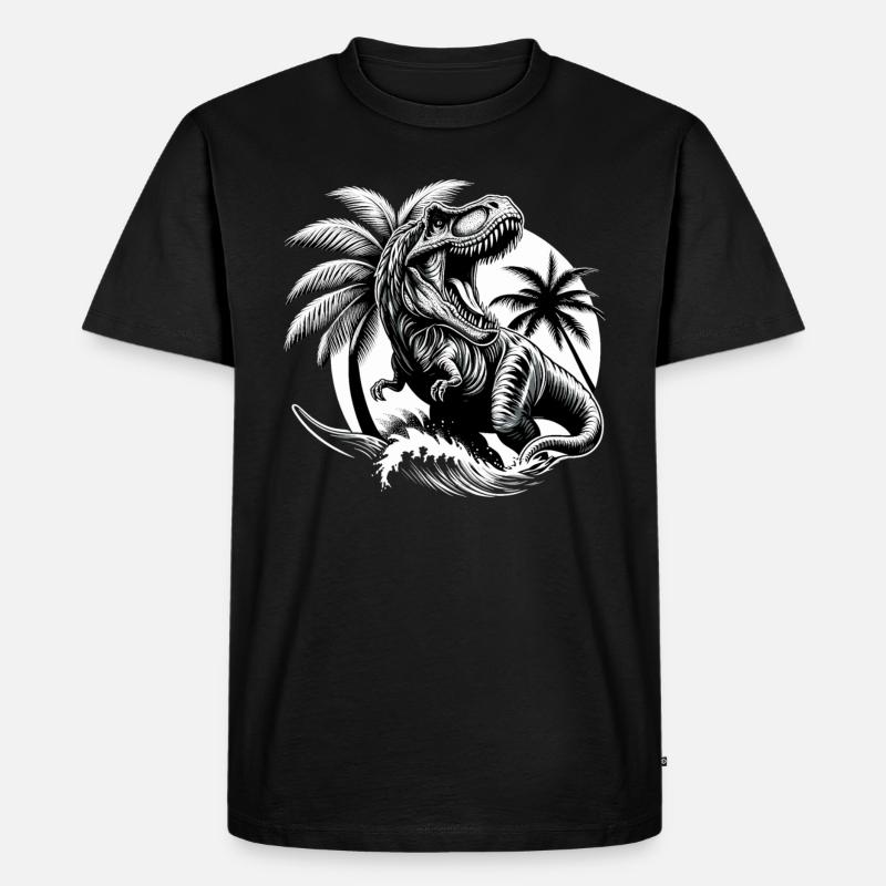 Brüllender T-Rex Dinosaurier Geschenk - Männer Premium Bio T-Shirt - Schwarz