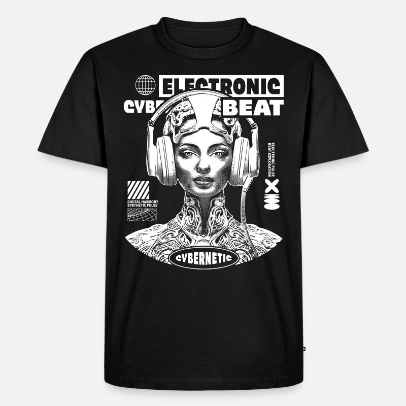 Futuristisches Techno-T-Shirt mit Sci-Fi-Design - Männer Premium Bio T-Shirt - Schwarz