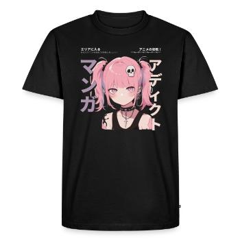 Manga Addicted - Kawaii Anime Fille Mode Punk - T-shirt Premium bio Homme - noir - Devant - Nico (187cm)