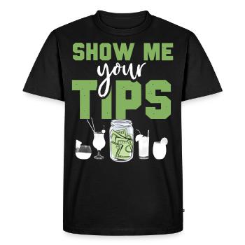 Barman Mixologue Montrez-moi votre - T-shirt Premium bio Homme - noir - Devant - Nico (187cm)