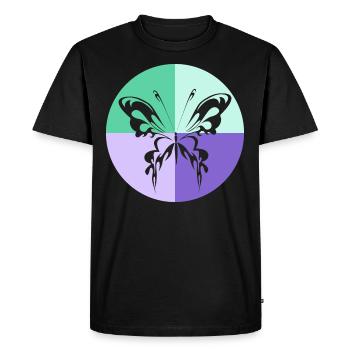 Quatuor de papillons Vert Violet - T-shirt Premium bio Homme - noir - Devant - Nico (187cm)