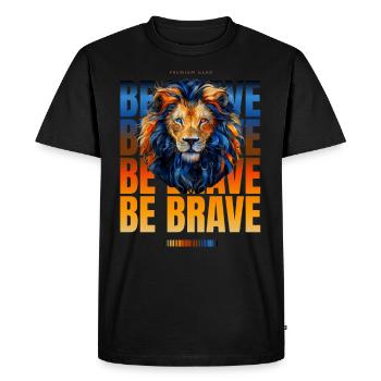 Proud Lion - Animal Lover, Zodiac Motif - Men's Premium Organic T-Shirt - black - Front - Nico (187cm)