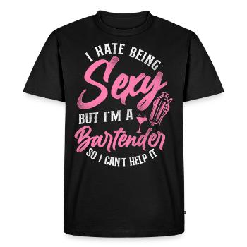 Barman mixologue Je déteste être - T-shirt Premium bio Homme - noir - Devant - Nico (187cm)