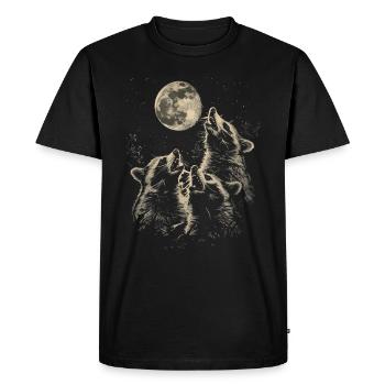 3 raton laveur lune hurlante têtes de raton laveur - T-shirt Premium bio Homme - noir - Devant - Nico (187cm)