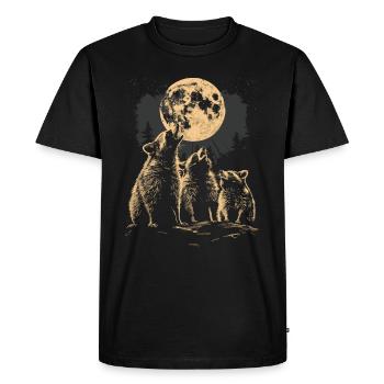 3 raton laveur lune hurlant mignon tête de raton laveur - T-shirt Premium bio Homme - noir - Devant - Nico (187cm)