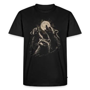3 ratons laveurs lune hurlant drôle animal art - T-shirt Premium bio Homme - noir - Devant - Nico (187cm)