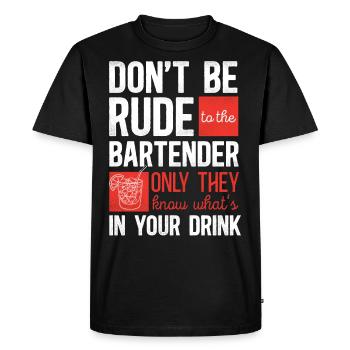 Barman Mixologue Ne soyez pas impoli - T-shirt Premium bio Homme - noir - Devant - Nico (187cm)