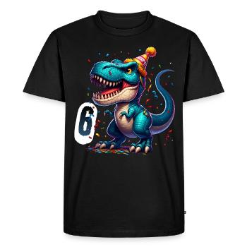 T Rex Dinosaure 6ème Anniversaire Enfants Anniversaire - T-shirt Premium bio Homme - noir - Devant - Nico (187cm)