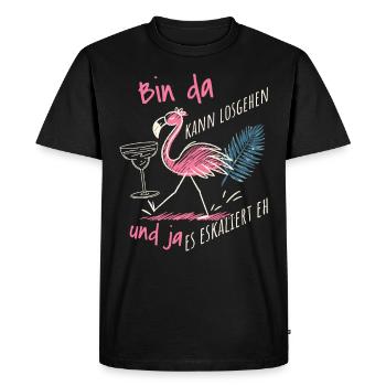 « Je suis là, je peux commencer » Flamingo Design Girls' Night Out - T-shirt Premium bio Homme - noir - Devant - Nico (187cm)