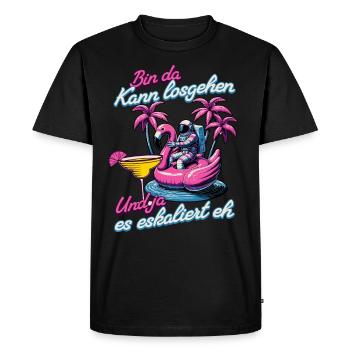 Femmes Drôle 'Je suis ici Tu peux y aller' Flamingo - T-shirt Premium bio Homme - noir - Devant - Nico (187cm)