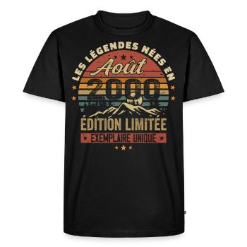 August 2000 Birthday Gift August 2000 August - Men's Premium Organic T-Shirt - black - Front - Nico (187cm)