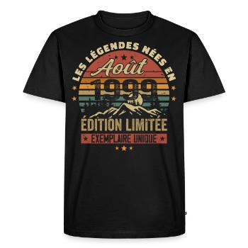 Août 1999 Cadeau Anniversaire Aout 1999 August - T-shirt Premium bio Homme - noir - Devant - Nico (187cm)