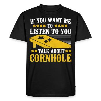Joueur de sac de haricots de l’équipe Cornhole - T-shirt Premium bio Homme - noir - Devant - Nico (187cm)