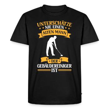 Nettoyeur de bâtiment vieil homme nettoyeur de vitres - T-shirt Premium bio Homme - noir - Devant - Nico (187cm)
