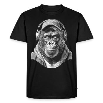 Gorilla Monkey DJ Shirt - Men's Premium Organic T-Shirt - black - Front - Nico (187cm)