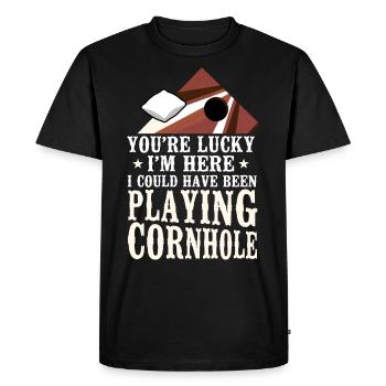 Joueur de sac de haricots de l’équipe Cornhole - T-shirt Premium bio Homme - noir - Devant - Nico (187cm)
