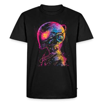 DJ Alien Alien avec casque Festival UFO - T-shirt Premium bio Homme - noir - Devant - Nico (187cm)