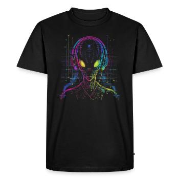 UFO Alien DJ Alien Festival Alien avec écouteurs - T-shirt Premium bio Homme - noir - Devant - Nico (187cm)