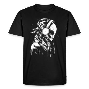 Festival Alien DJ Alien avec casque UFO - T-shirt Premium bio Homme - noir - Devant - Nico (187cm)