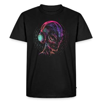 DJ Alien UFO Alien Alien Festival avec écouteurs - T-shirt Premium bio Homme - noir - Devant - Nico (187cm)