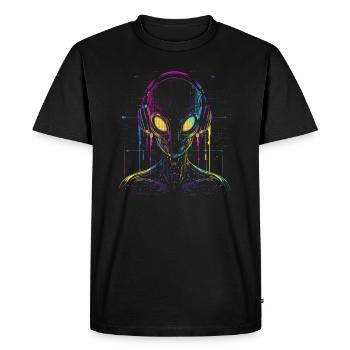 Festival UFO Alien DJ avec casque Alien - T-shirt Premium bio Homme - noir - Devant - Nico (187cm)