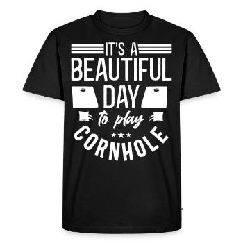 Cornhole Team Bean Bag Player - Men's Premium Organic T-Shirt - black - Front - Nico (187cm)