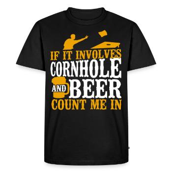Joueur de sac de haricots de l’équipe Cornhole - T-shirt Premium bio Homme - noir - Devant - Nico (187cm)