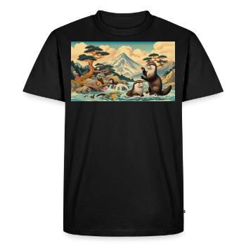 Das Paradies der Fischotter - Männer Premium Bio T-Shirt - Schwarz - Vorne - Nico (187cm)