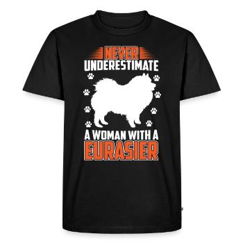 Femme avec Eurasier Spitz Eurasier - T-shirt Premium bio Homme - noir - Devant - Nico (187cm)