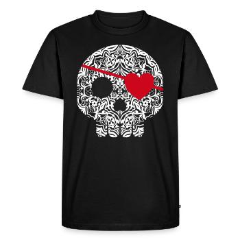 Pirate Skully v05 - Men's Premium Organic T-Shirt - black - Front - Nico (187cm)