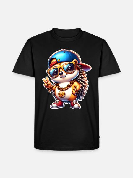Hedgehog Cool Gold Chain - Men's Premium Organic T-Shirt - black