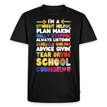 Conseillère scolaire Aquarelle Je suis A - T-shirt Premium bio Homme - noir - Devant - Nico (187cm)