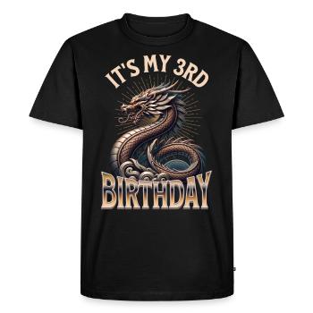 Dragon 3rd Birthday Dragon - Men's Premium Organic T-Shirt - black - Front - Nico (187cm)