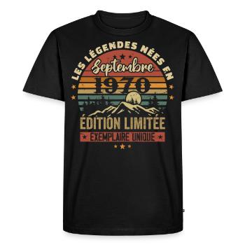 Rétro 1970 - Les légendes nées en Septembre 1970 - T-shirt Premium bio Homme - noir - Devant - Nico (187cm)